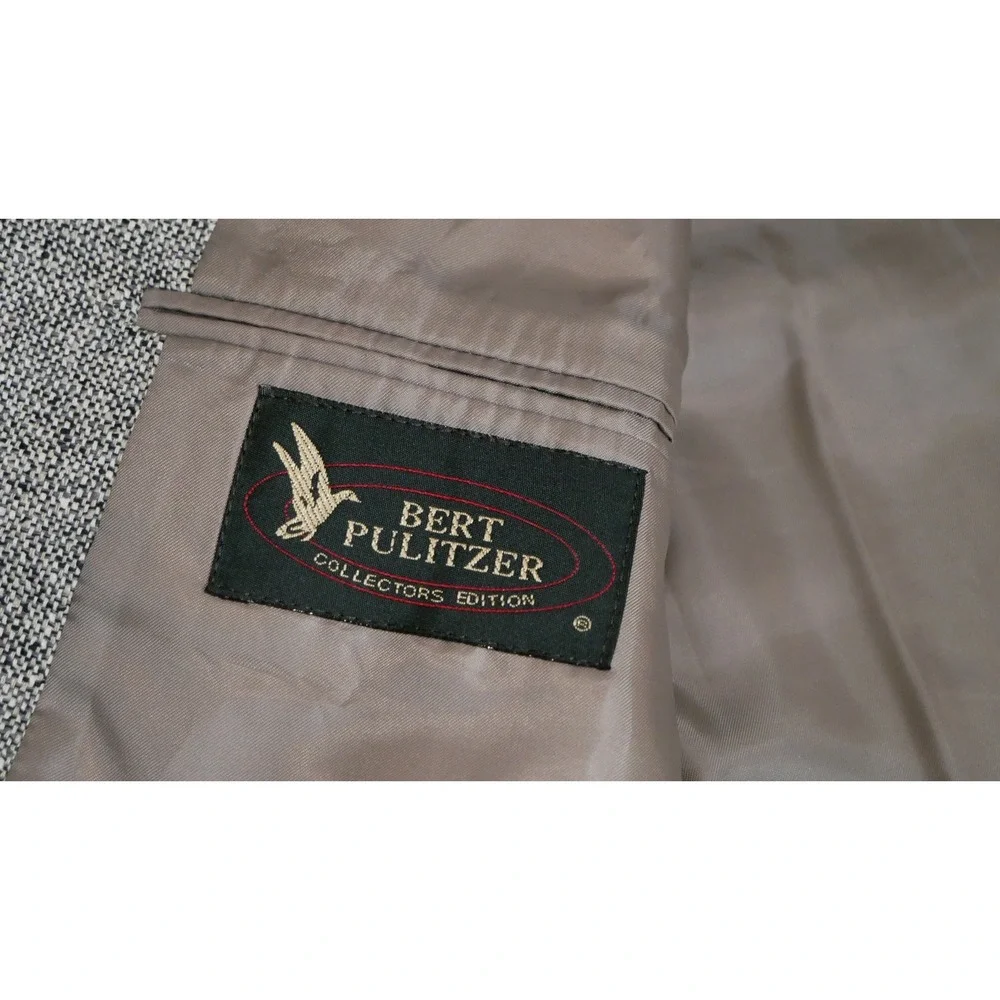 Bert Pulitzer Mens‎ 42L Silk Blazer Sport Coat Grey Salt Pepper Tweed 2 Button